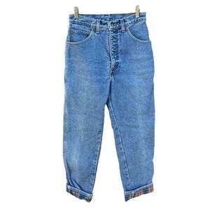 VTG Land’s End Lined High Rise Mom Jeans Women’s Size 6 Festive Plaid GUC USA